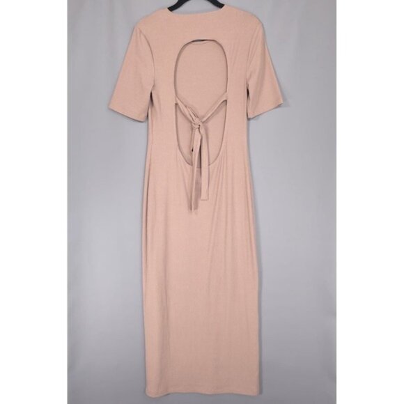 Reformation‎ Women's LARGE Dosch Maxi Dress Buff Bodycon Rib Knit Backless Sexy - Picture 5 of 11